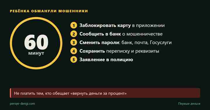 Ребёнка обманули мошенники: что сделать в первый час — банк, доказательства, полиция